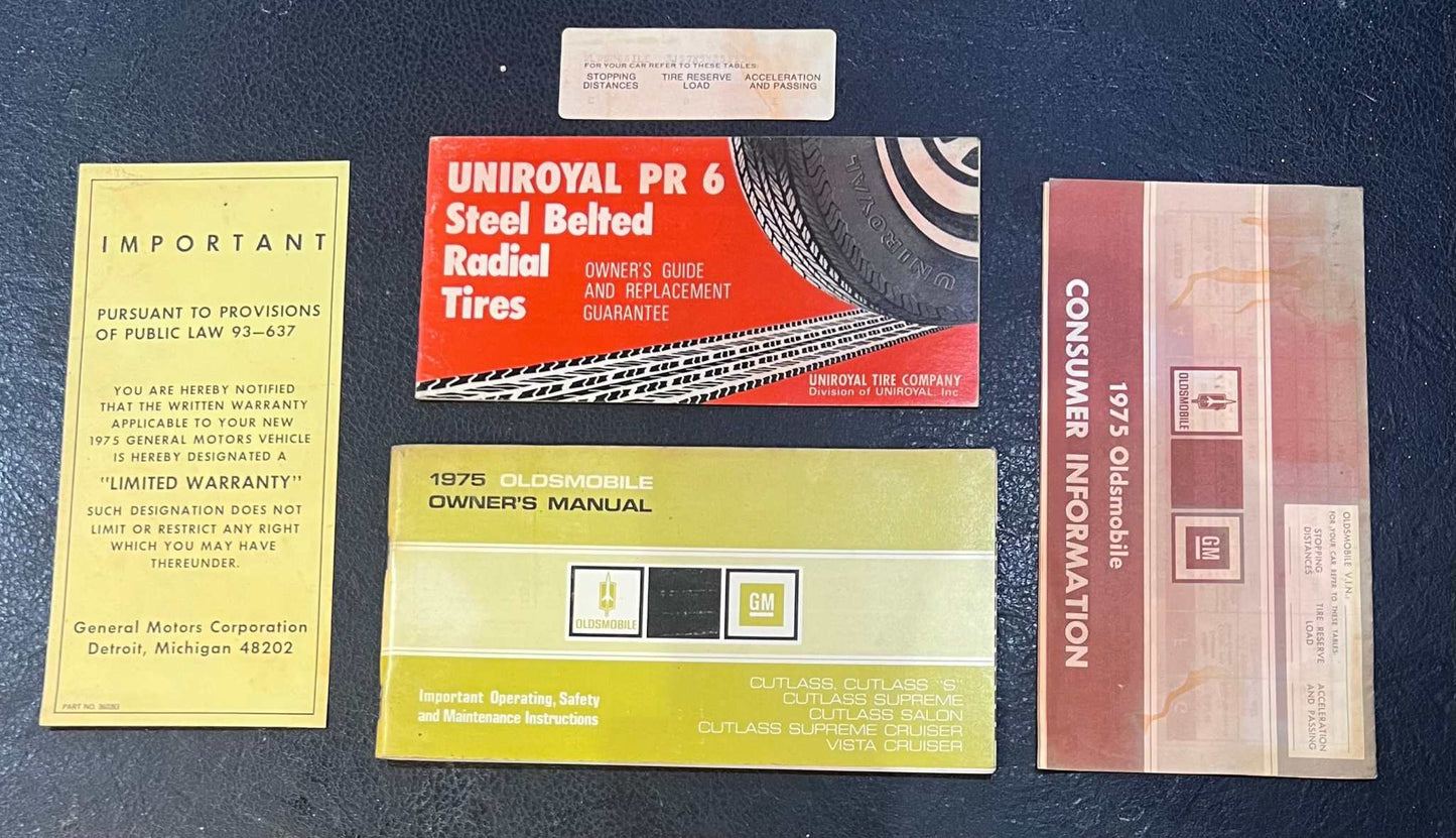 Oldsmobile 1975 Original Consumer Owners Manual and More Vintage NOS Restoration EX Condition Relic has been stored away safely for decades and ton of information within