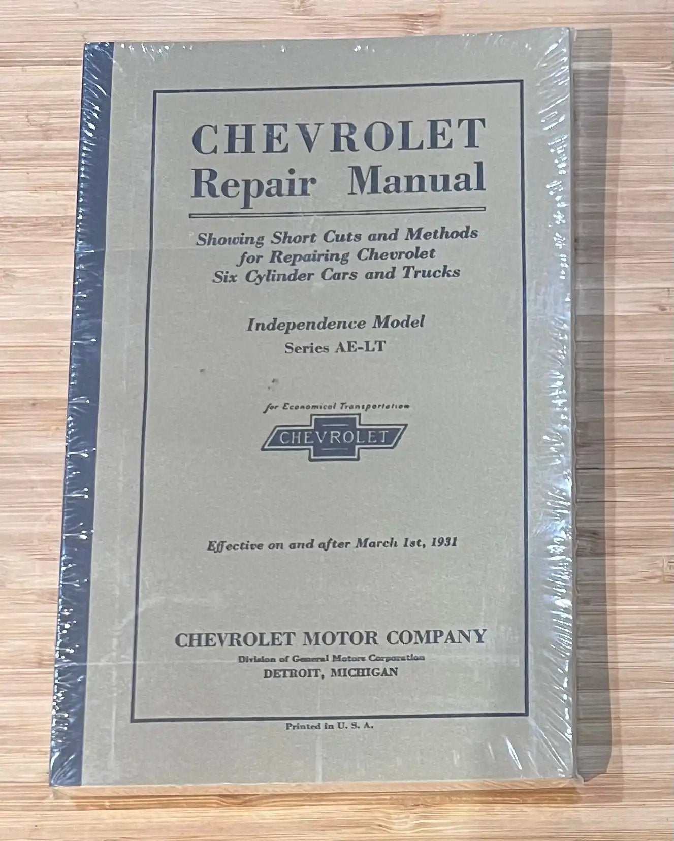 Chevrolet 1931 Repair Manual Series AE and LT Vintage NOS Restoration EX Condition Relic has been stored away safely for decades and ton of information within