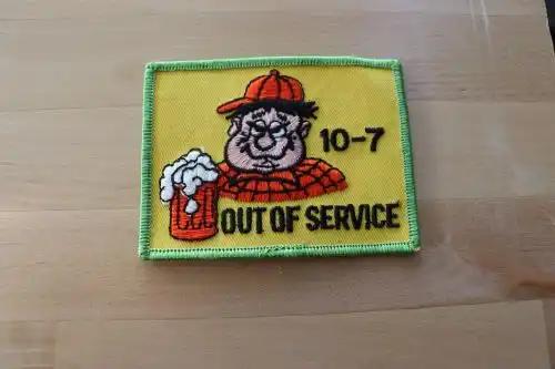 CB Eclectic Patch 10 7 OUT OF SERVICE Time for a Beer Vintage Truckers Relic has been safely stored for decades and measures approximately 5.5 x 4.5 inches EXC