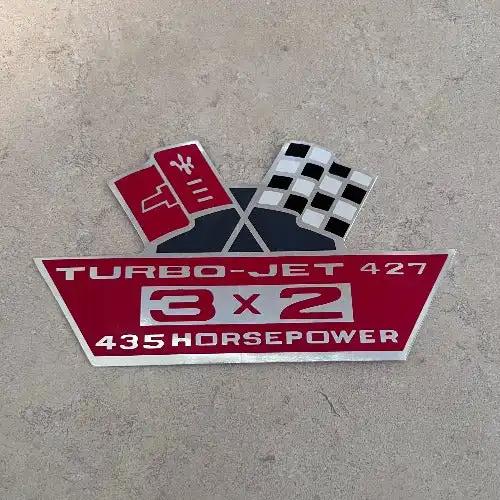 Turbo Jet 427 3 x 2 435 Horsepower Cross Flag Decal