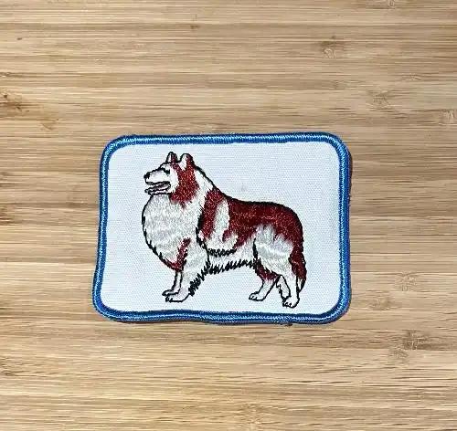 Collie Vintage Patch Rectangle Dog Animals Canine Excellent Stitching NOS Item measures approximately 4 inches x 3 inches, Rectanglr detailed stitching