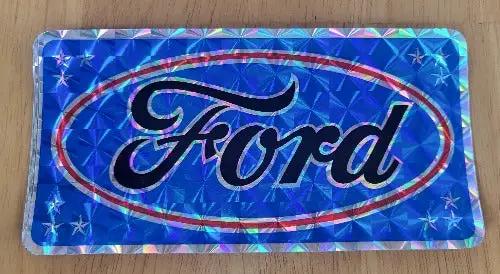 Ford Script Logo 1970s Iridescent DECAL Bumper Sticker Vintage Mint Turning back the clock big time with this adhesive decal. This relic measures 3 inches x 6 inches