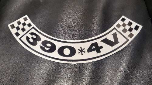390 4V Mercury Decal Air Cleaner Cyclone Comet 1965 1966 N.O.S. Officially Licensed relic that has been safely stored away for decades measures approx 1.5 in x 9 in.