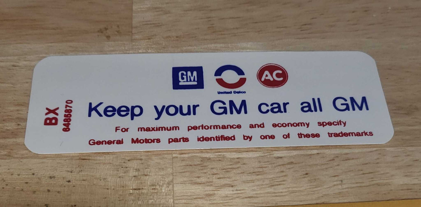 Buick 1970-71 Skylark 455 4V HD Decal KEEP YOUR GM CAR ALL GM N.O.S. Relic has been safely stored away for decades and measures approximately 1.75 inch x 5 inches