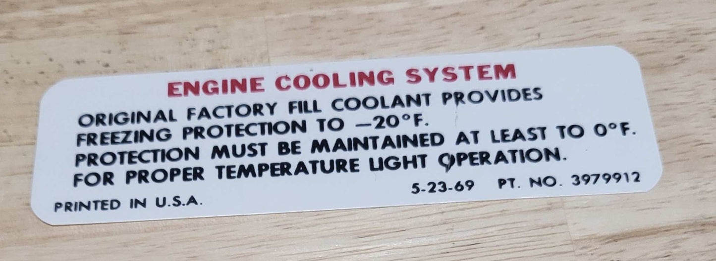 Buick GM 1970-71 Cooling System Instruction Decal New Old Stock EXC Item Relic has been safely stored away for decades and measures approximately 1.5 inch x 4.75 in