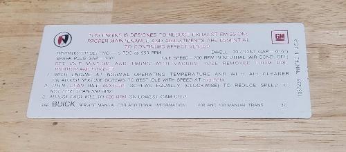 Buick 1968 GS 400 430 Manual Transmission Emission Decal N.O.S. EXC Relic has been safely stored away for decades and measures approximately 1.75 inch x 5 inches