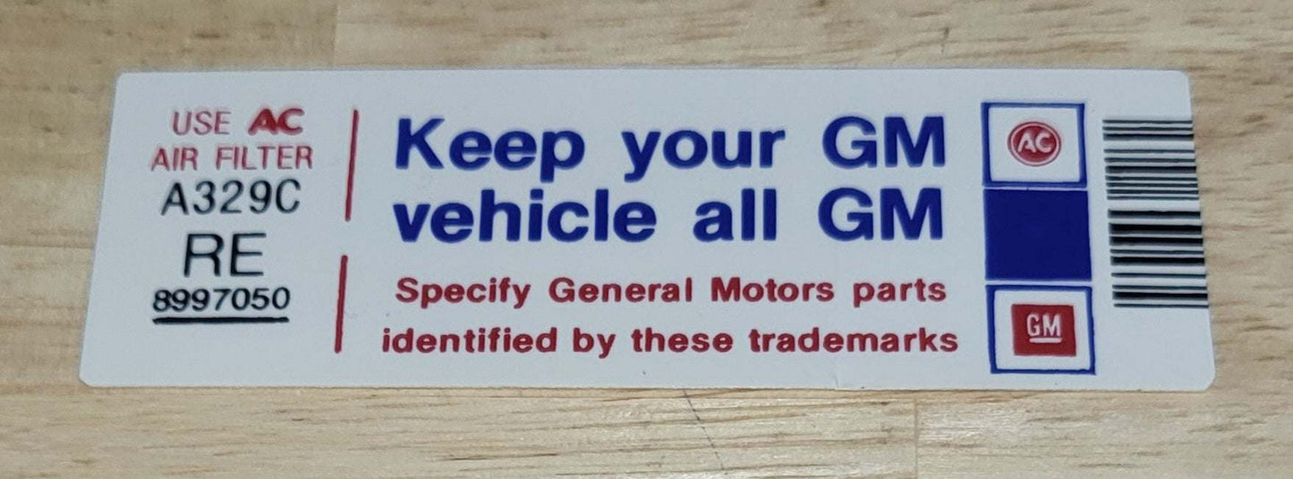 Buick GM 1980 Keep Your GM Car All GM Decal New Old Stock Excellent Condition Relic has been safely stored away for decades and measures approximately 1.25 inch x 3.75 inches