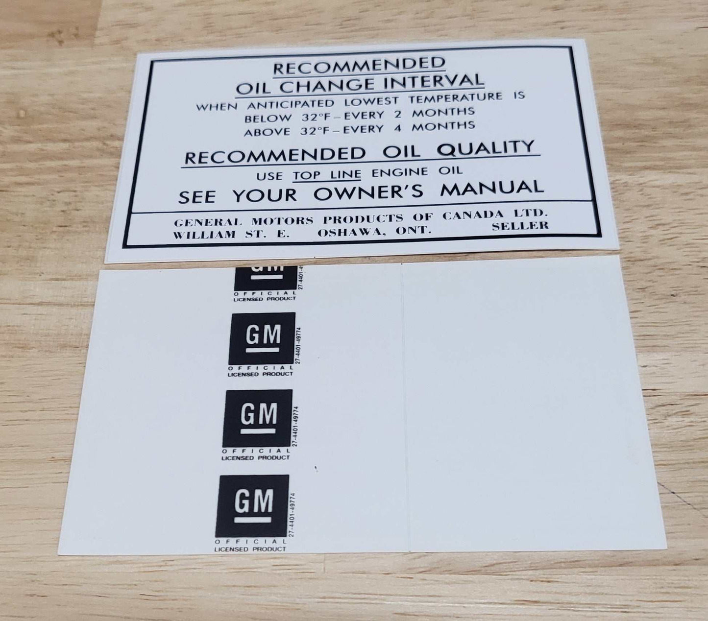 Buick GM 1968 Canada Oil Change Decal New Old Stock Excellent Condition Relic has been safely stored away for decades and measures approximately 2.75 inch x 4.5 inch