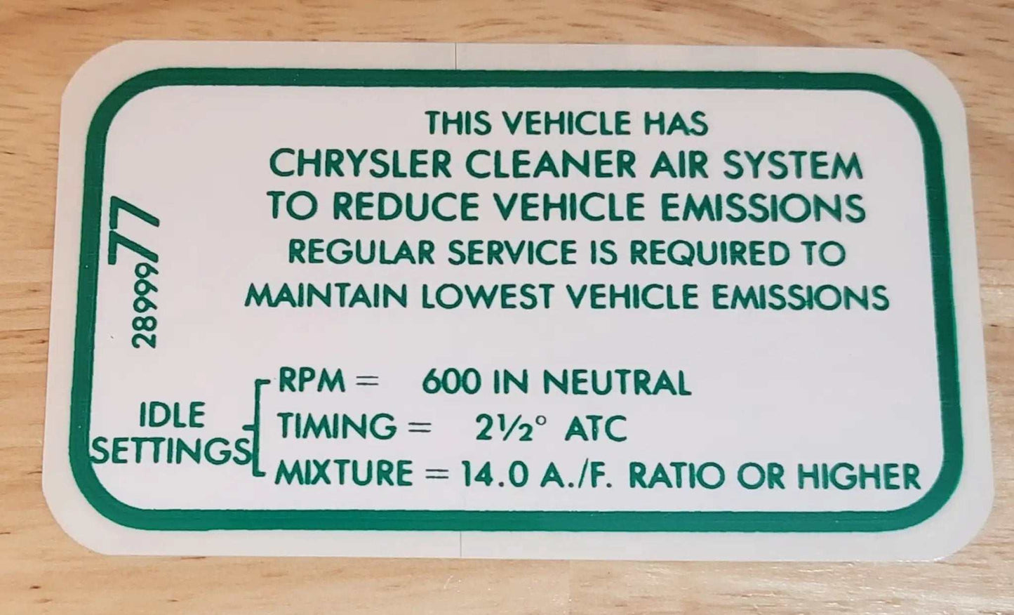 Mopar 1968 318 2 Barrel Automatic Transmission Emission Decal Restoration NOS relic has been stored away safely for decades and measures approximately 2.25 inches