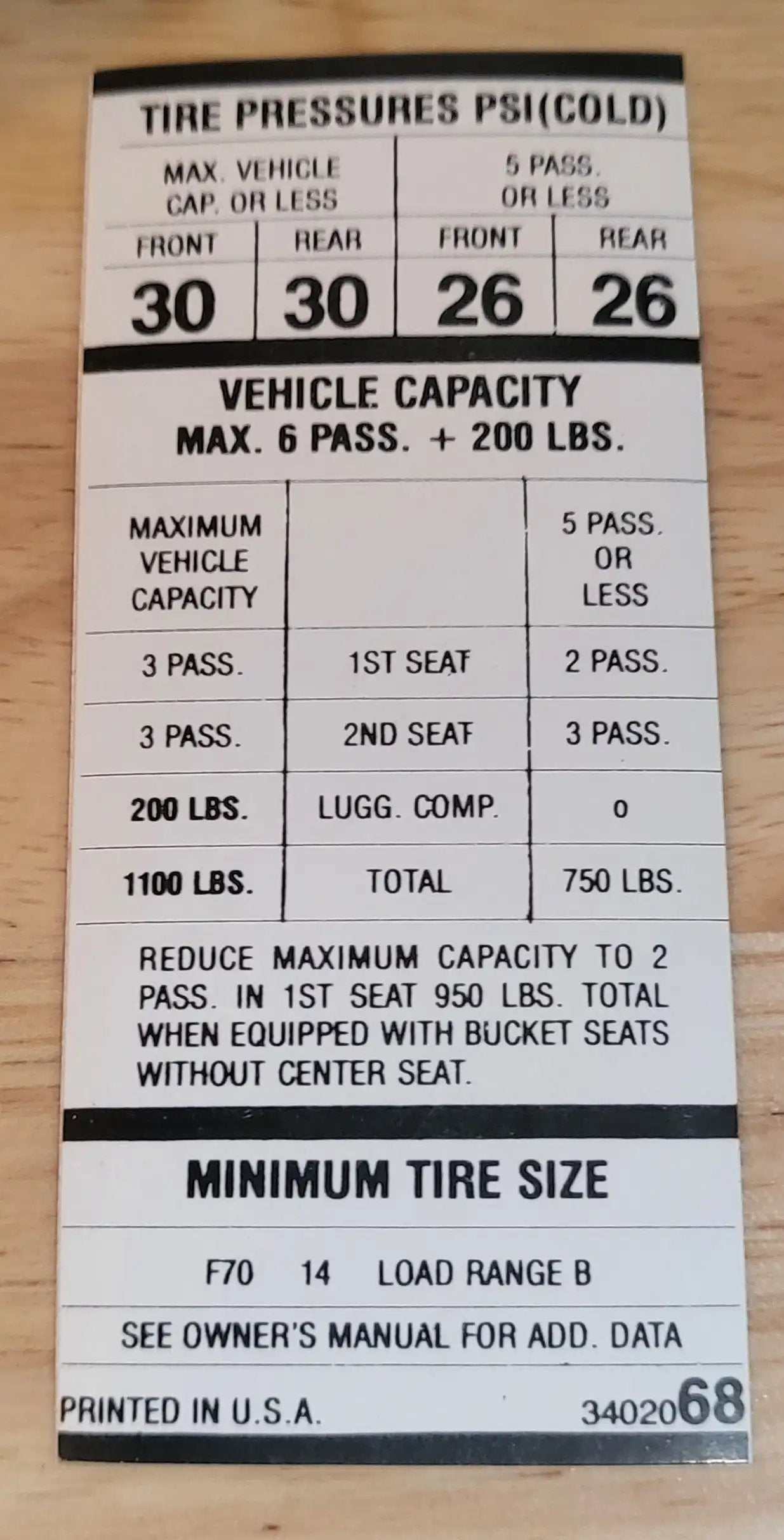 Dodge Coronet 1970 Plymouth Belvedere Tire Pressure Decal Restoration NOS EXC Relic has been safely stored away for decades and measures approximately 1 in x 4 in F7
