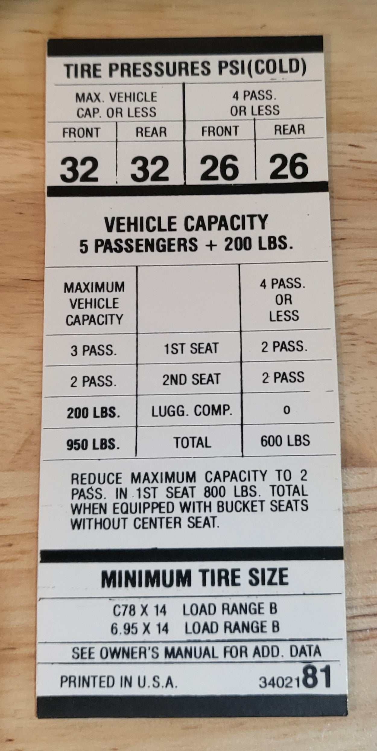 Dodge Challenger 1970-71 Plymouth Cuda Tire Pressure Decal Restoration NOS EXC Relic has been safely stored away for decades and measures approximately 1 in x 4 in