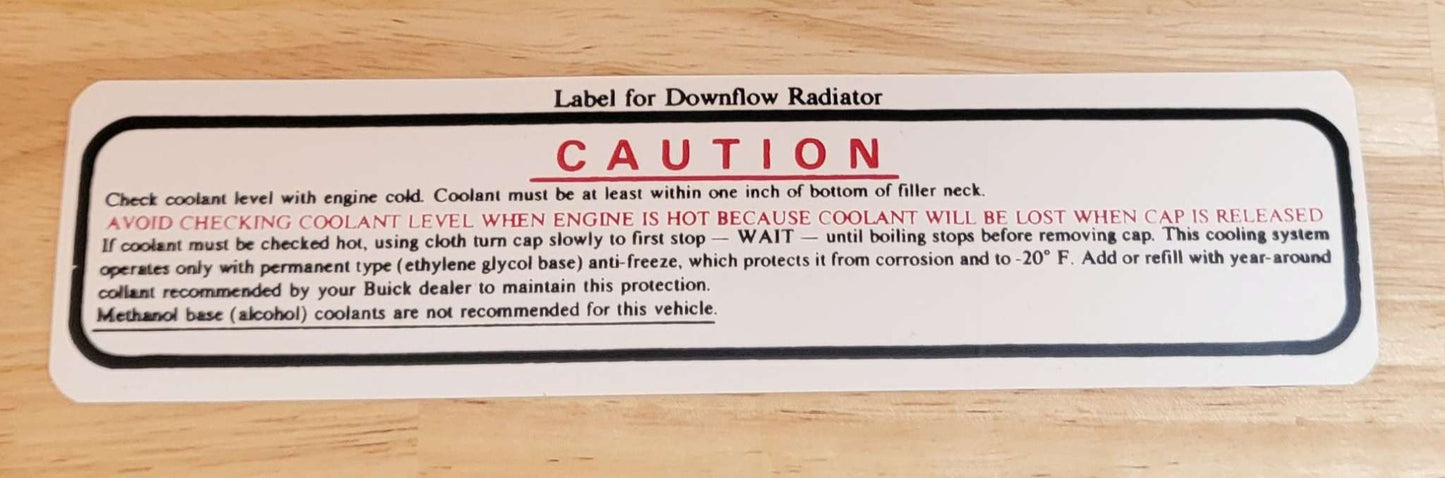 Buick 1956-66 Downdraft Cooling Caution Decal NOS EXC Restoration Relic has been safely stored away for decades and measures approximately 2 inch x 8.5 inches