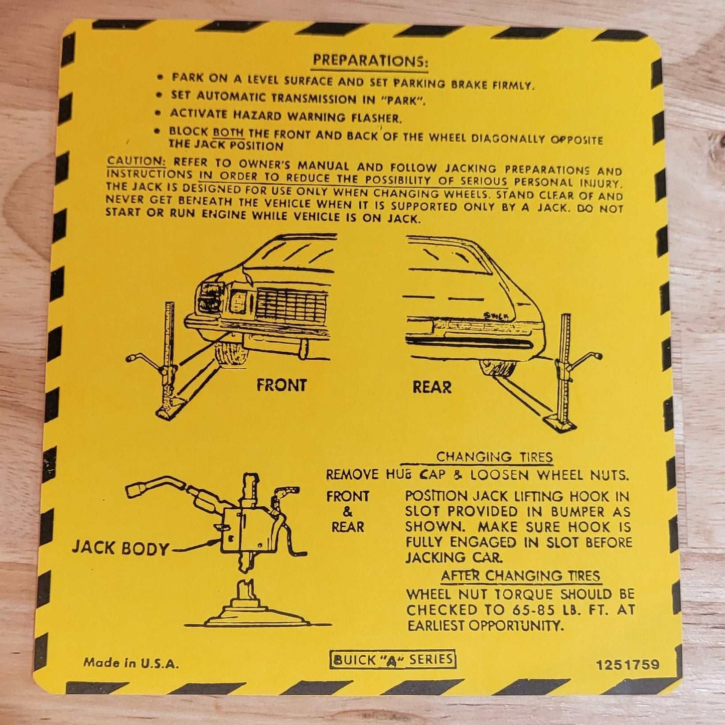 Buick 1976 Century Regal Jack Instruction Decal Restoration N.O.S. EXC Relic has been safely stored away for decades and measures approximately 5.5 inch x 6.25 inch