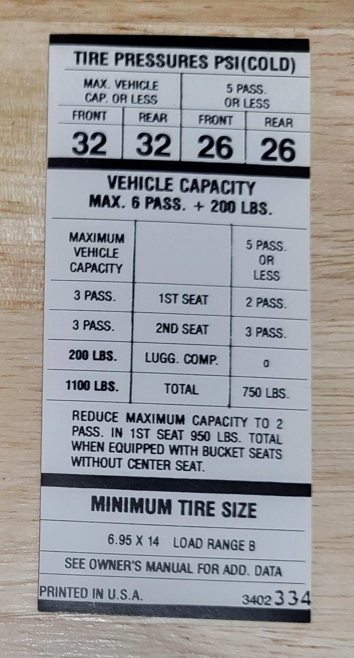 Dodge Dart 1971 Plymouth Duster Valiant A Body Tire Pressure Decal Restoration NOS EX Condition Relic has been safely stored away for decades and measures