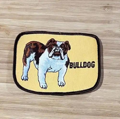 Bulldog Vintage Patch Rectangle Dog Animals Canine Excellent Stitching NOS Item measures approximately 4.5 inches x 3 inches, Rectangle detailed stitching