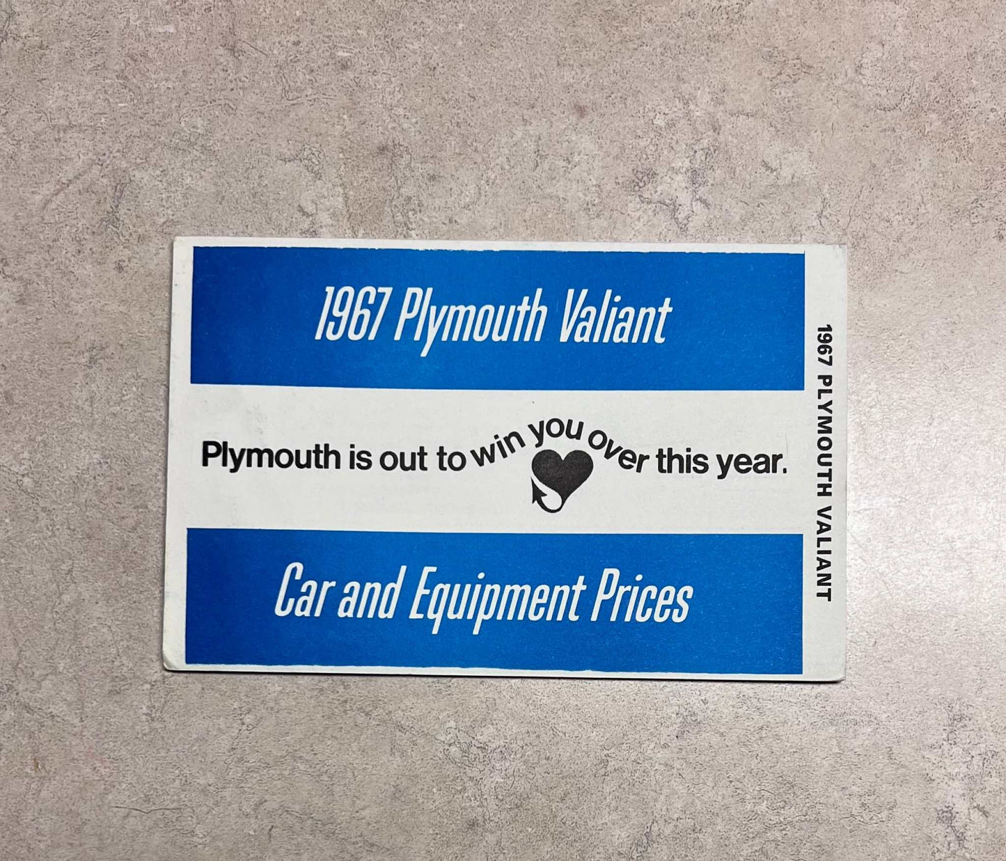 1967 Plymouth Valiant Car and Equipment Price Manual Brochure NOS EXC Relic has been safely stored away for decades and original prices and option to see the past