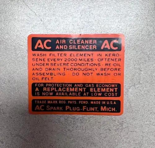 Hudson 1952 Twin H Power Dry Style Air Cleaner Service Instruct Decal