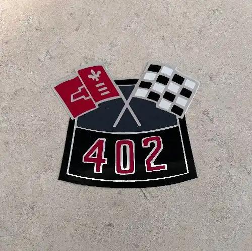 402 Horsepower Cross Flag Decal Air Cleaner