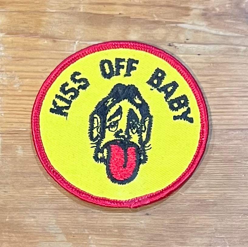 Kiss Off Baby Comical Guy Vintage Patch Eclectic EXC Condition Relic has been safely stored away for decades and measures approximately 3 in circle great for you