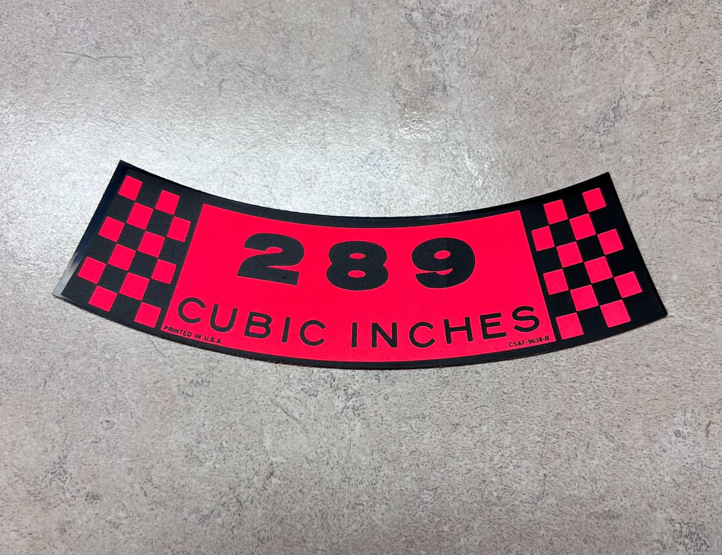 Ford 1967-68 Mustang 289 2V Air Cleaner Decal Restoration EXC N.O.S. Item Relic has been stored away safely for decades and measures 1.5 inches in width by 5.75 inch