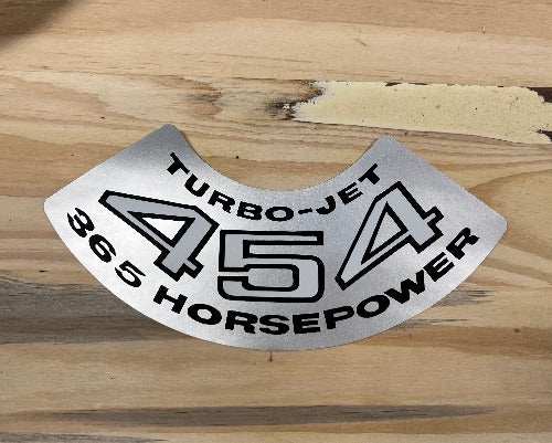 TURBO JET 454 365 HORSEPOWER DECAL AIR FILTER CLEANER MINT CHEVROLET CAMARO JIM OSBORN REPRODUCTIONS Chevrolet Licensed Product, adhesive backing Camaro air cleaner