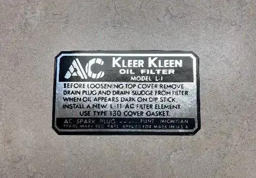 Hudson Nash 1926-1956 AC OIL FILTER DECAL