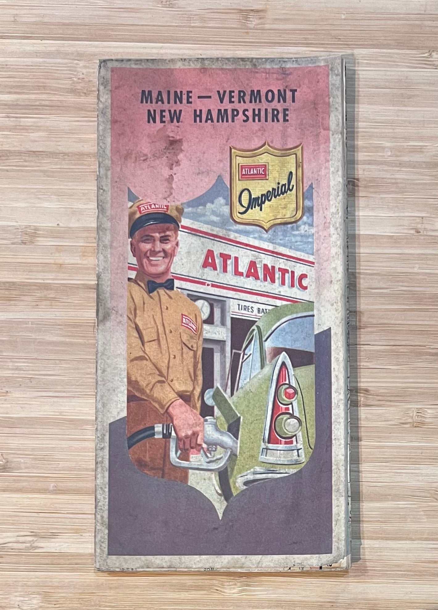 Atlantic Refining Company Imperial 1958 Vintage Auto Map Used Memorabilia Maine Vermont New Hampshire Relic has been store safely away for decades and very unique