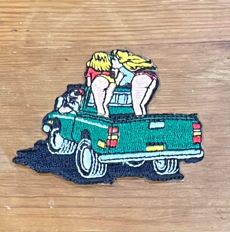 Green Pickup Truck and a Couple of Hot Ladies Suggestive Patch