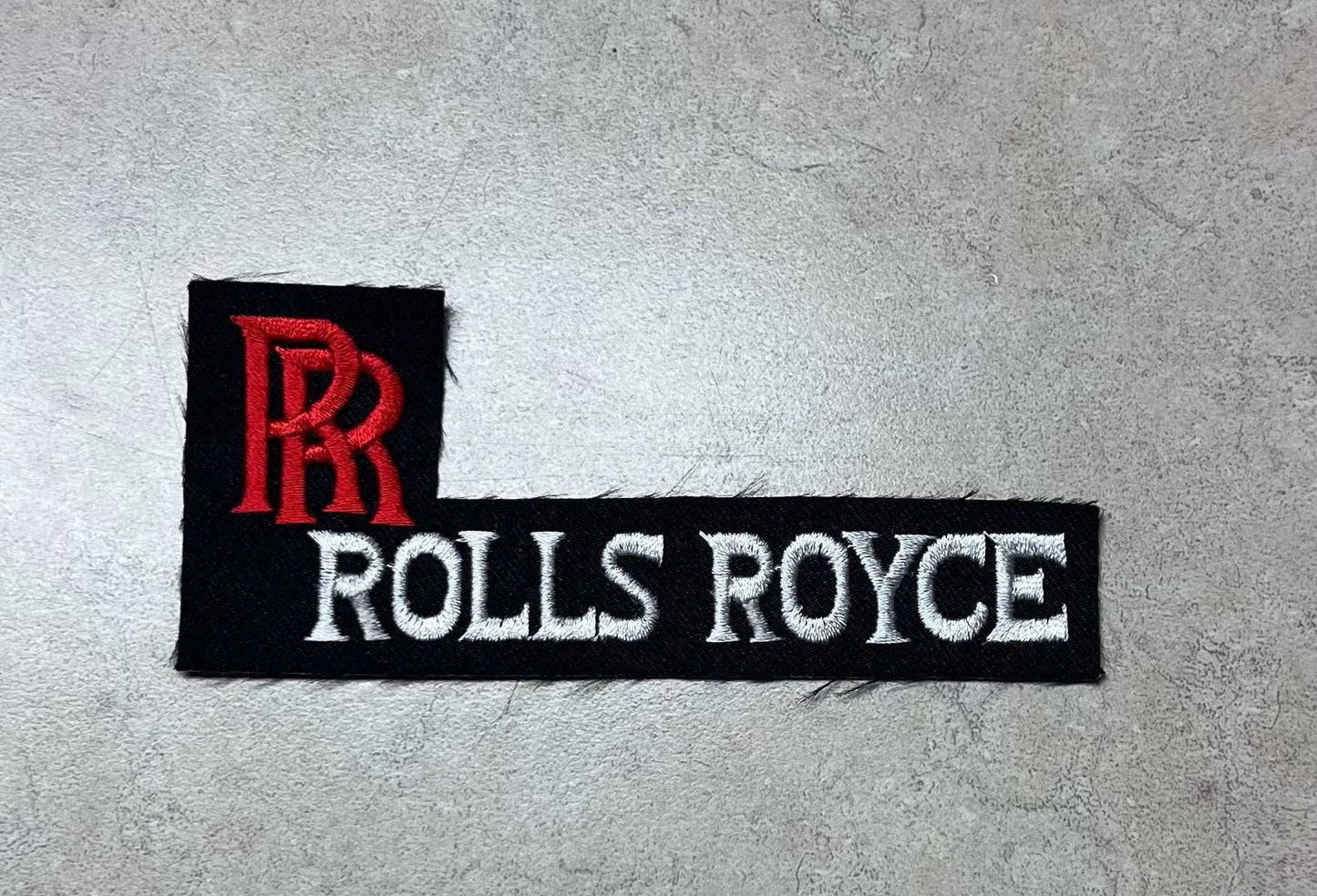 Rolls Royce Logo Lettering Patch Very Rare Mint New Old Stock EXC Auto Relic has been safely stored away for decades and is lasered item and measures approx 2 in x 4 in