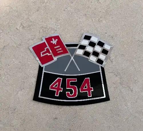 454 Horsepower Cross Flag Decal Air Cleaner