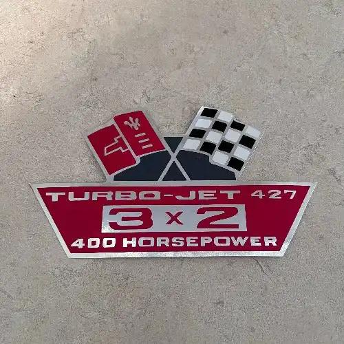 Turbo Jet 427 3 x 2 400 Horsepower Cross Flag Decal