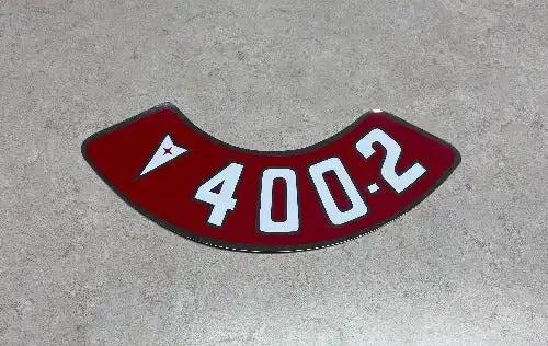 Pontiac 400 2 Air Cleaner Red and Silver Decal
