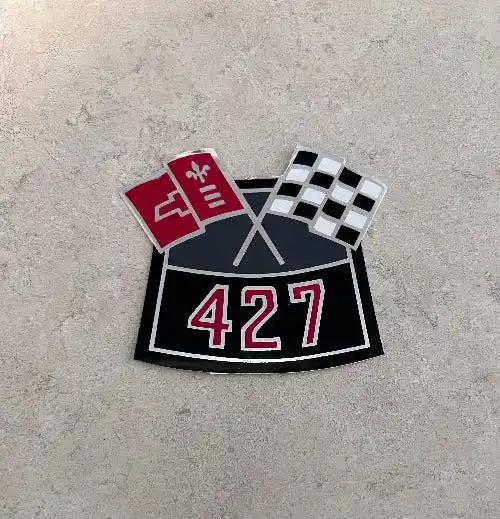 427 Horsepower Cross Flag Decal Air Cleaner