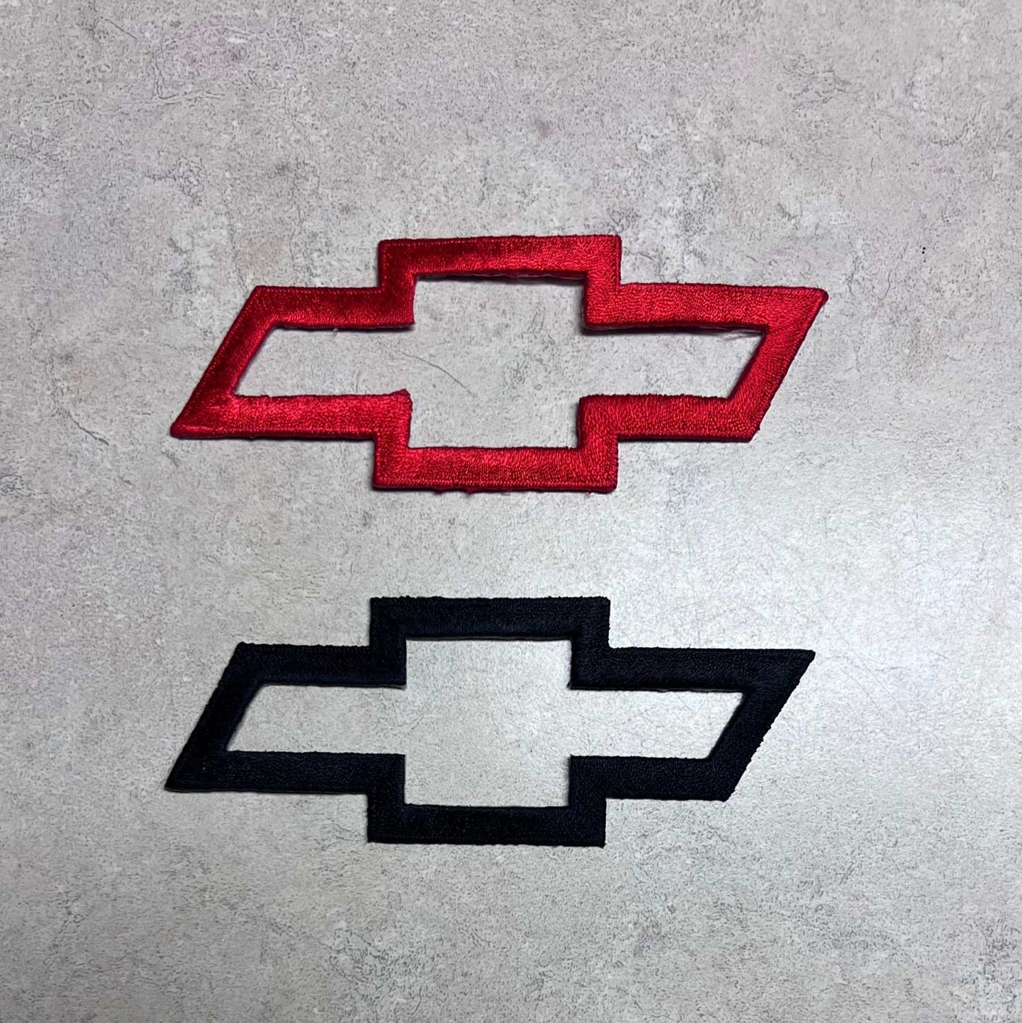 Chevy 2 Red and Black Bowtie Logo Patches Auto NOS Excellent Condition Relic has been safely stored away for decades and measures approximately 2 x 4.75 inches
