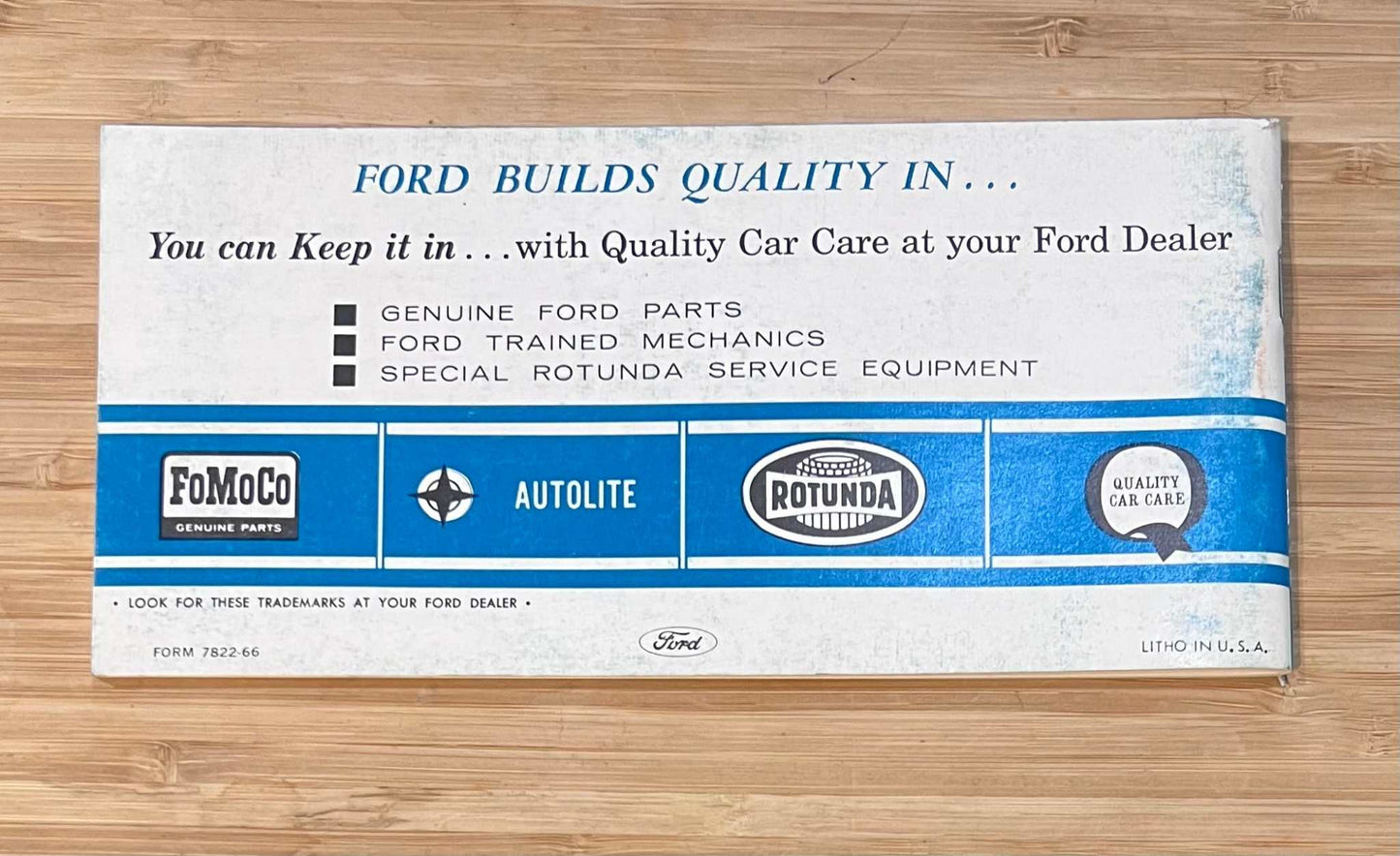 Ford 1966 Cobra Mustang 289 427 428 High Performance Equipment Manual NOS EXC Condition Relic has been store safely away for decades and loaded with original racing