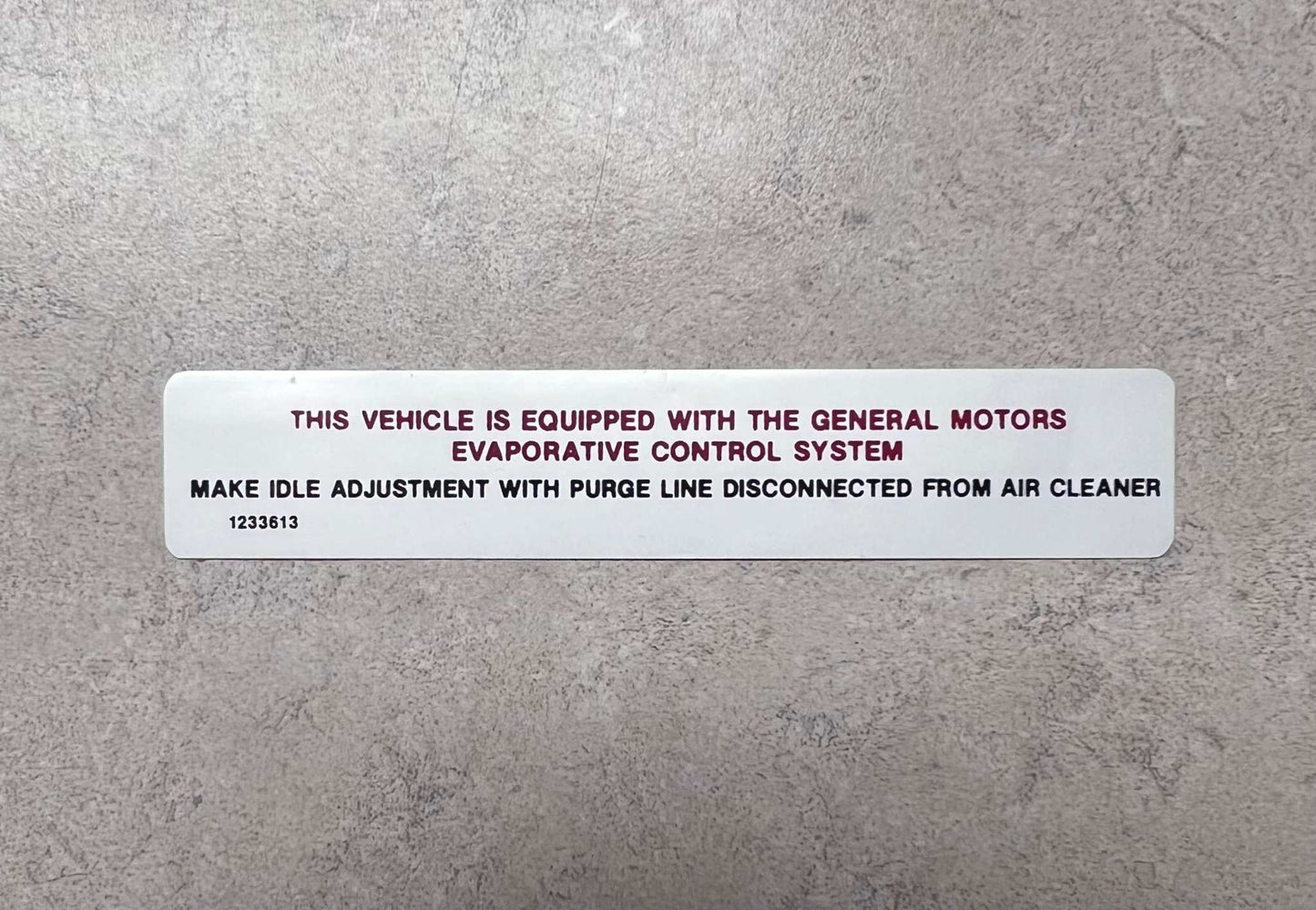 Buick 1970 455 Stage 1 Manual Transmission Emission Supplement Decal Relic has been safely stored away for decades and measures approximately 1 inch x 4.5 inches