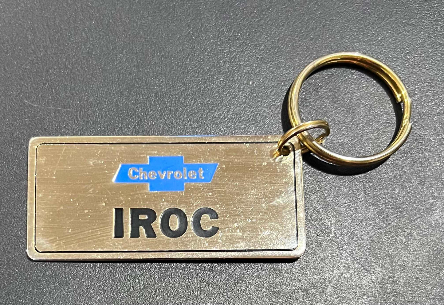 Chevrolet Iroc Gold Plated Metal Keychain with Engravable Backside NOS Relic has been store safely away for decades and shows some wear but vintage from the 1980s