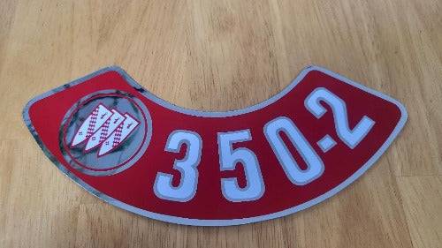 Buick 1968-74 350 2V Air Cleaner Decal Red Metallic EXC Restoration Condition relic has been stored away safely for decades and measures approx 3 in x 7.5 in 1231284