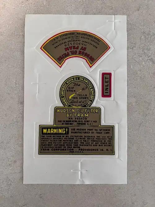 Hudson 1937-1948 HUDSON FRAM 2 Piece Oil Filter Decal Set
