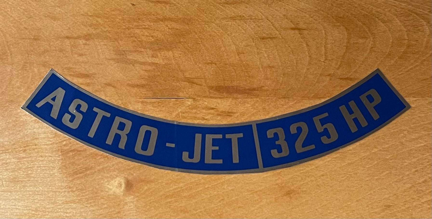 Pontiac 1965-68 Astro Jet 325 Horsepower Air Cleaner Decal Restoration EXC Relic has been safely stored away for decades and measures approximately 1 in x 8.25 inch