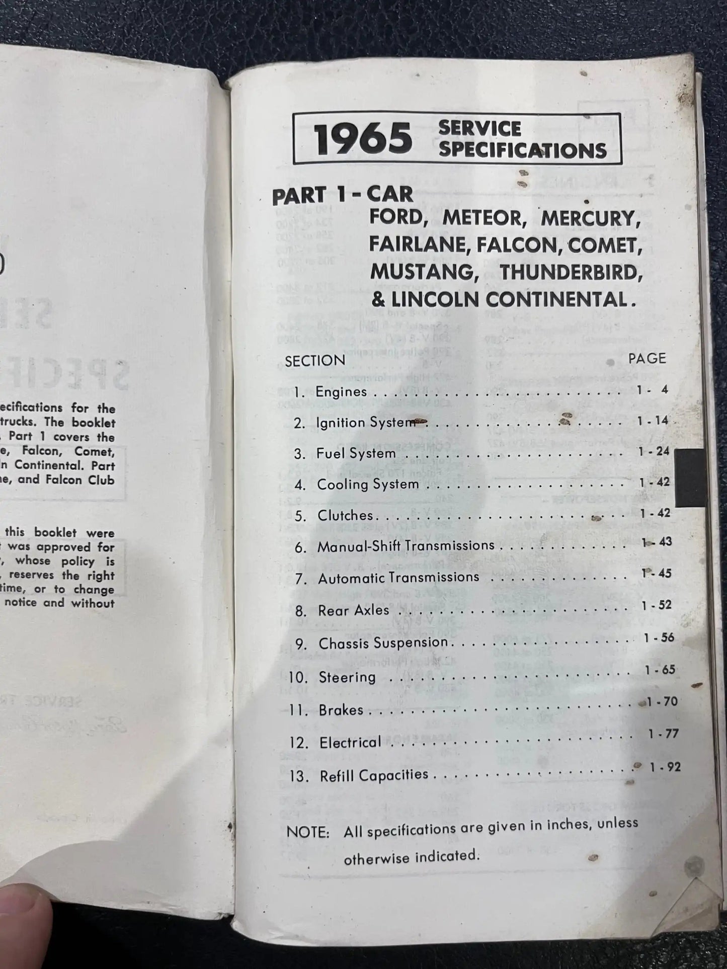 1965 Original Ford of Canada Technicians Handbook Service Specs Vintage NOS Relic has been safely stored away for decades and is in good new old stock condition