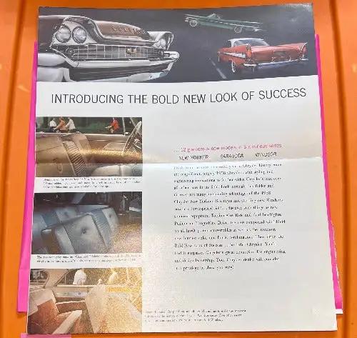 CHRYSLER Brochure 1958 Glamour Car of the Forward Look Mint NOS EXC featuring 12 glamorous new models in 3 luxurious series New Yorker, Saratoga, and Windsor during