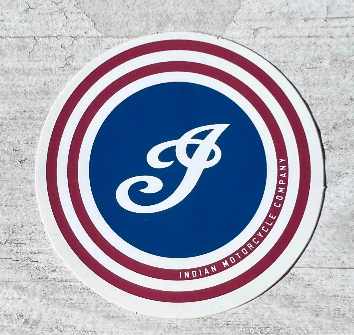 Indian Motorcycle Company I Logo Bullseye circle Decal New Old Stock Item Relic has been stored safely away and measures approximately 2.5 x inch circle