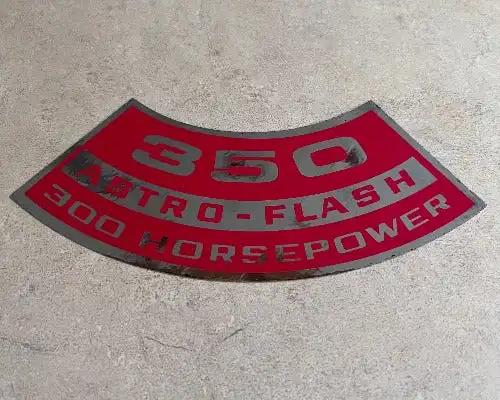 Pontiac 1969 Canadian 350 Astro Flash 300 Horsepower Air Cleaner Decal Relic stored safely away for decades and measures approx 2 in x 5.75 inches unique design