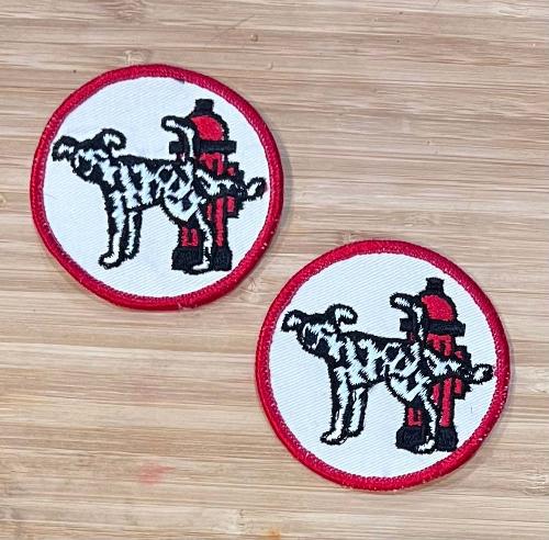 Some Days You are the Dog Some Days the Hydrant Patch Animal 2 pack Relic has been safely stored away for decades and each measures an approximately 3 inch circle