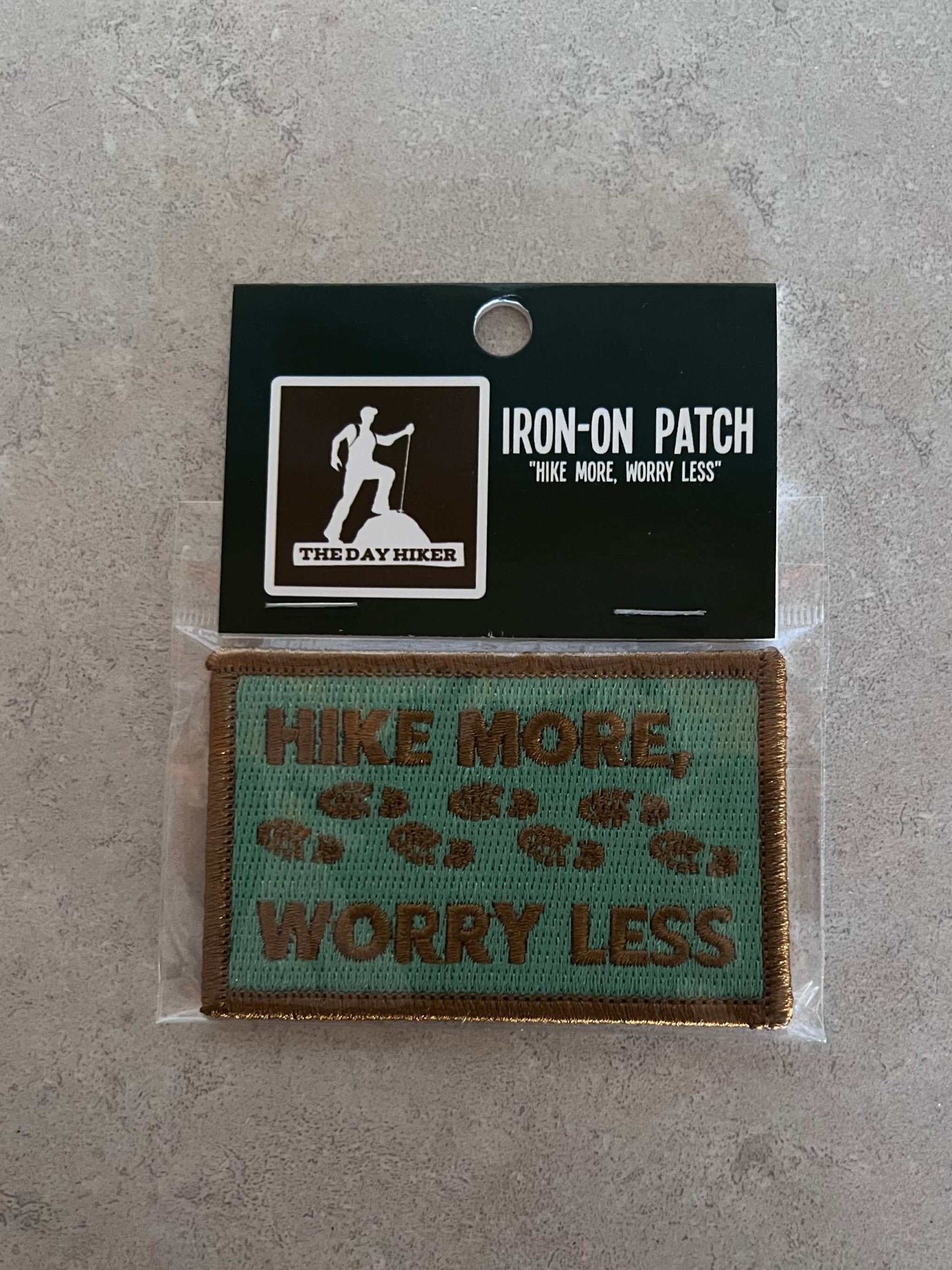 Hike More Worry Less Patch in Packaging Sport Nature Footprints New Fun EXC Relic has been recently added to our portfolio and uniquely measures approx 2 in x 3 in