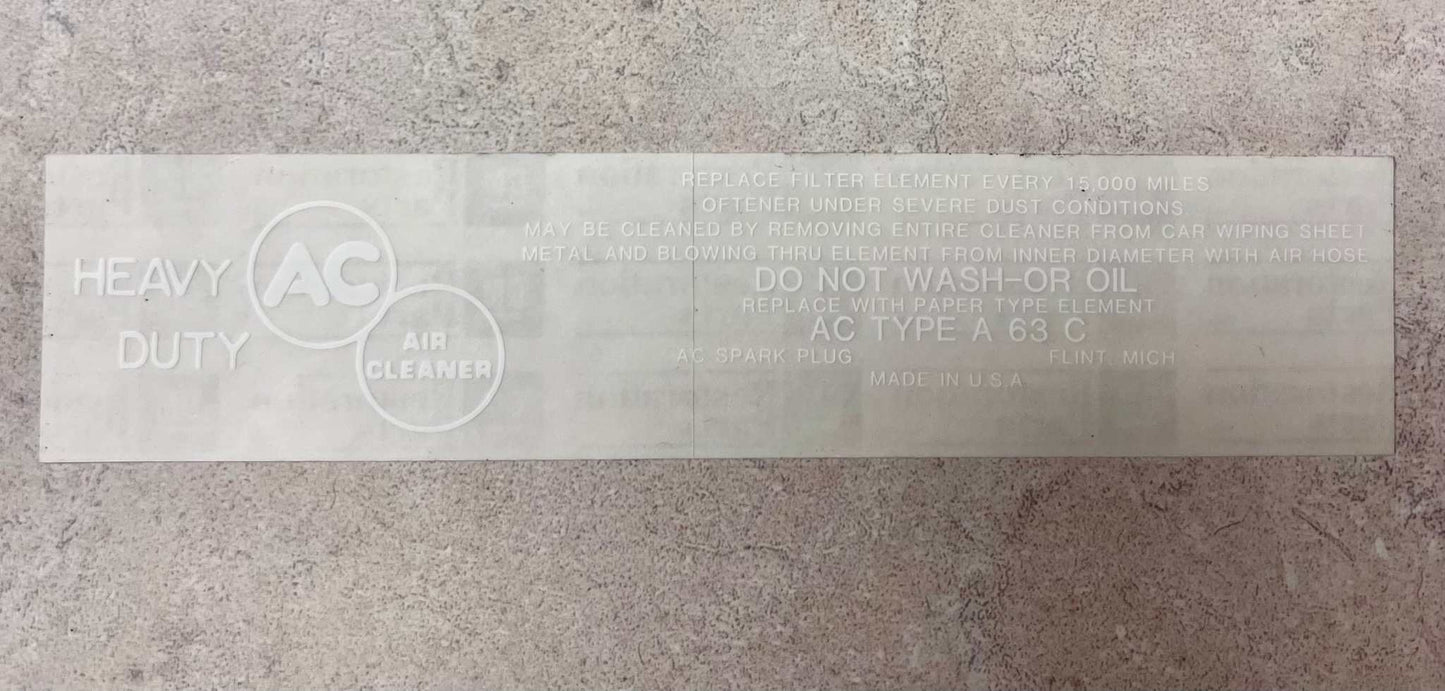 Cadillac 1961-64 Air Cleaner Service Instructions Decal Restoration EXC Condition N.O.S. Rare Relic has been safely stored away for decade