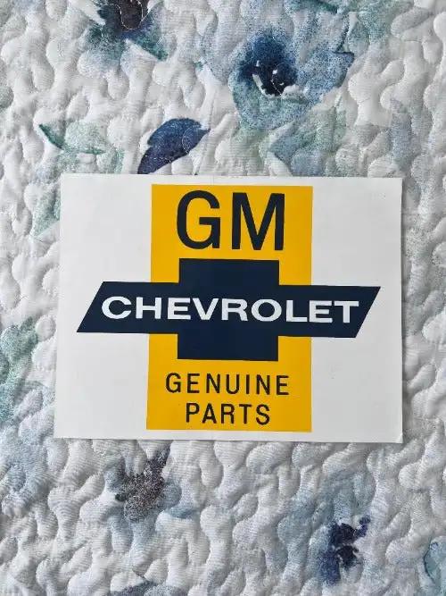 GM Chevrolet Genuine Parts DECAL MINT NOS ITEM L@@K Officially GM Licensed. This is a approx 6.75 inches by 9 inches in length. Crest logo centered, great detail