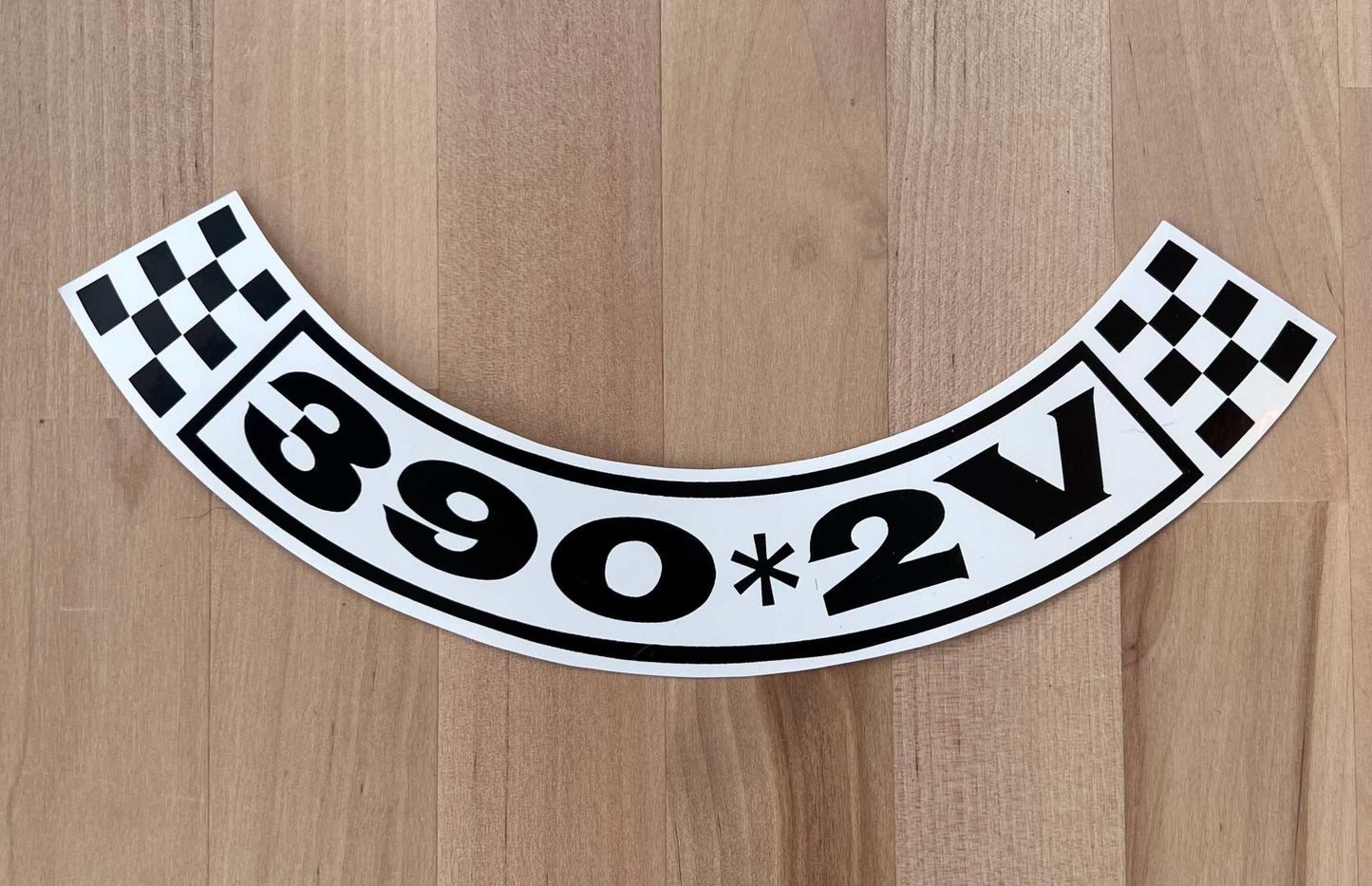 390 2 V Decal Air Cleaner Mercury 1960's Cougar Monterey N.O.S. Relic has been safely stored for decades and measures approx 1.5 in x 9 in Offically Licensed product
