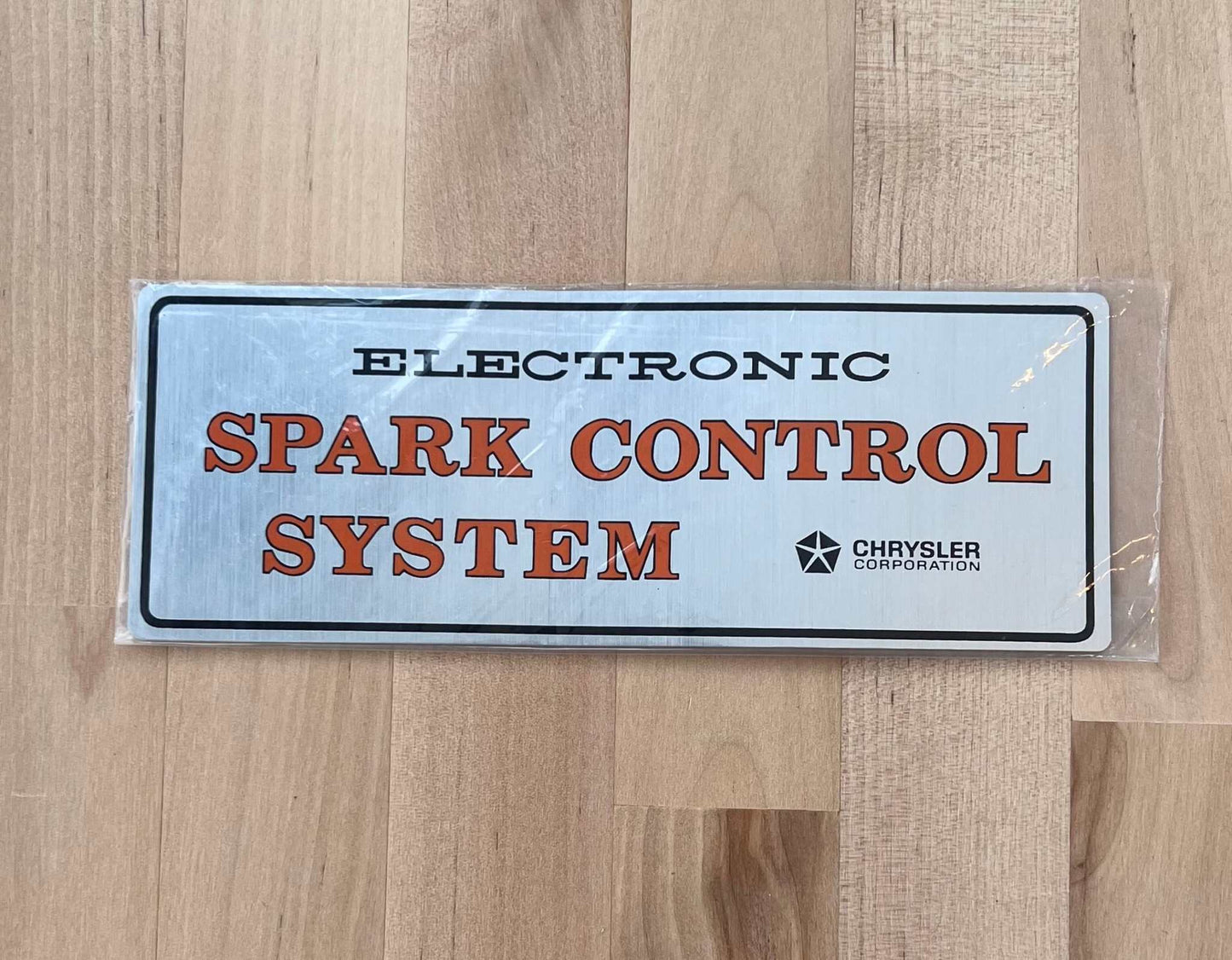 Chrysler 1977-80 Electronic Spark Control System Air Cleaner Decal NOS relic has been stored away safely for decades and measures approximately 2.5 in x 6.75 inches